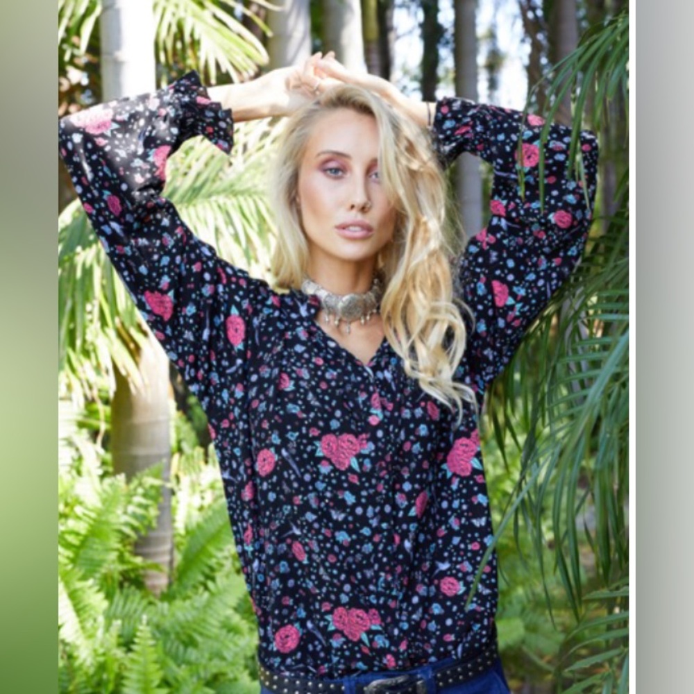 HOUSE OF SKYE AUSTRALIA WILD ROSE BLOUSE NWT LARGE